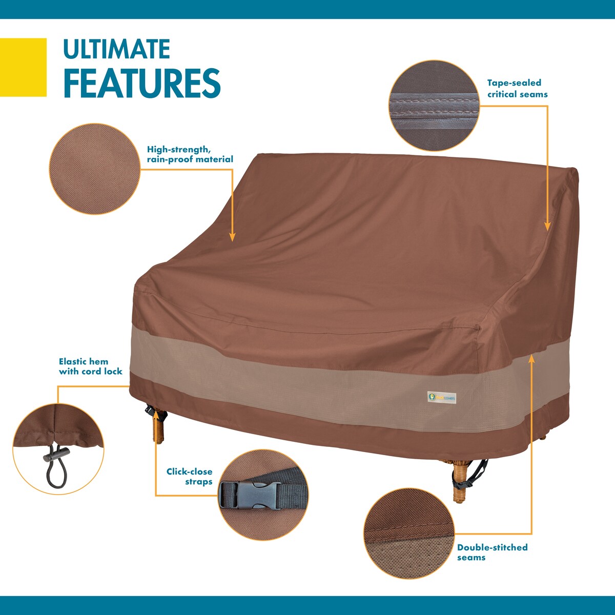 Duck Covers Ultimate Waterproof 60 Inch Patio Loveseat Cover
