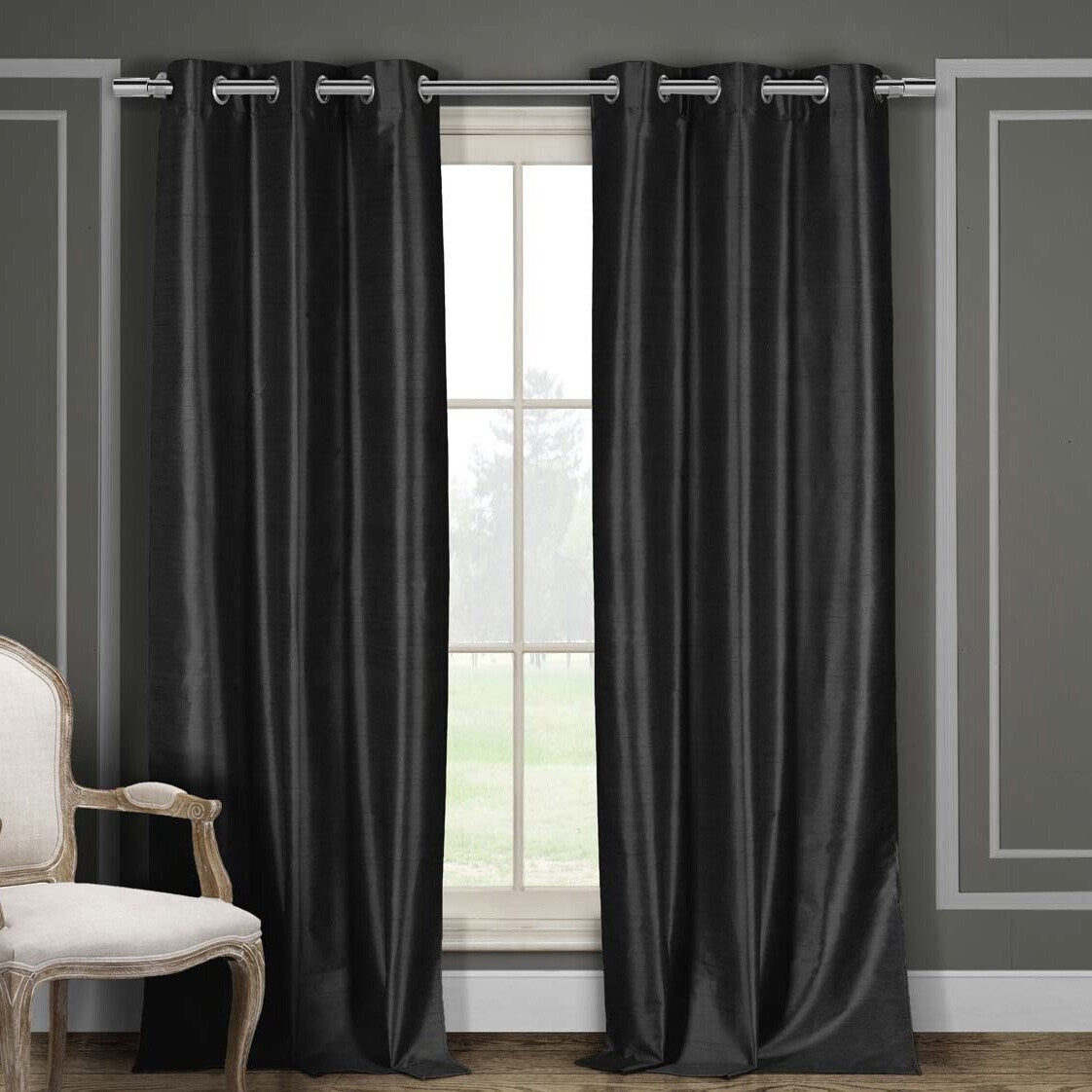 Duck River Faux Silk Blackout Window Curtain Panel Pair (Set of 2)