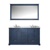 Dukes 60 in. W x 22 in. D White Double Bath Vanity, Cultured Marble Top, Faucet Set, and 58 in. Mirror