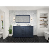 Dukes 60 in. W x 22 in. D White Double Bath Vanity, Cultured Marble Top, Faucet Set, and 58 in. Mirror