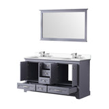 Dukes 60 in. W x 22 in. D White Double Bath Vanity, Cultured Marble Top, Faucet Set, and 58 in. Mirror