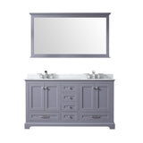 Dukes 60 in. W x 22 in. D White Double Bath Vanity, Cultured Marble Top, Faucet Set, and 58 in. Mirror