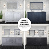 Dukes 60 in. W x 22 in. D White Double Bath Vanity, Cultured Marble Top, Faucet Set, and 58 in. Mirror