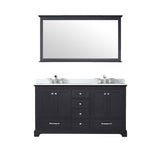 Dukes 60 in. W x 22 in. D White Double Bath Vanity, Cultured Marble Top, Faucet Set, and 58 in. Mirror
