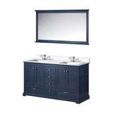 Dukes 60 in. W x 22 in. D White Double Bath Vanity, Cultured Marble Top, Faucet Set, and 58 in. Mirror