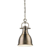 Duncan Mini Pendant with Chain in Aged Brass with an Aged Brass Shade