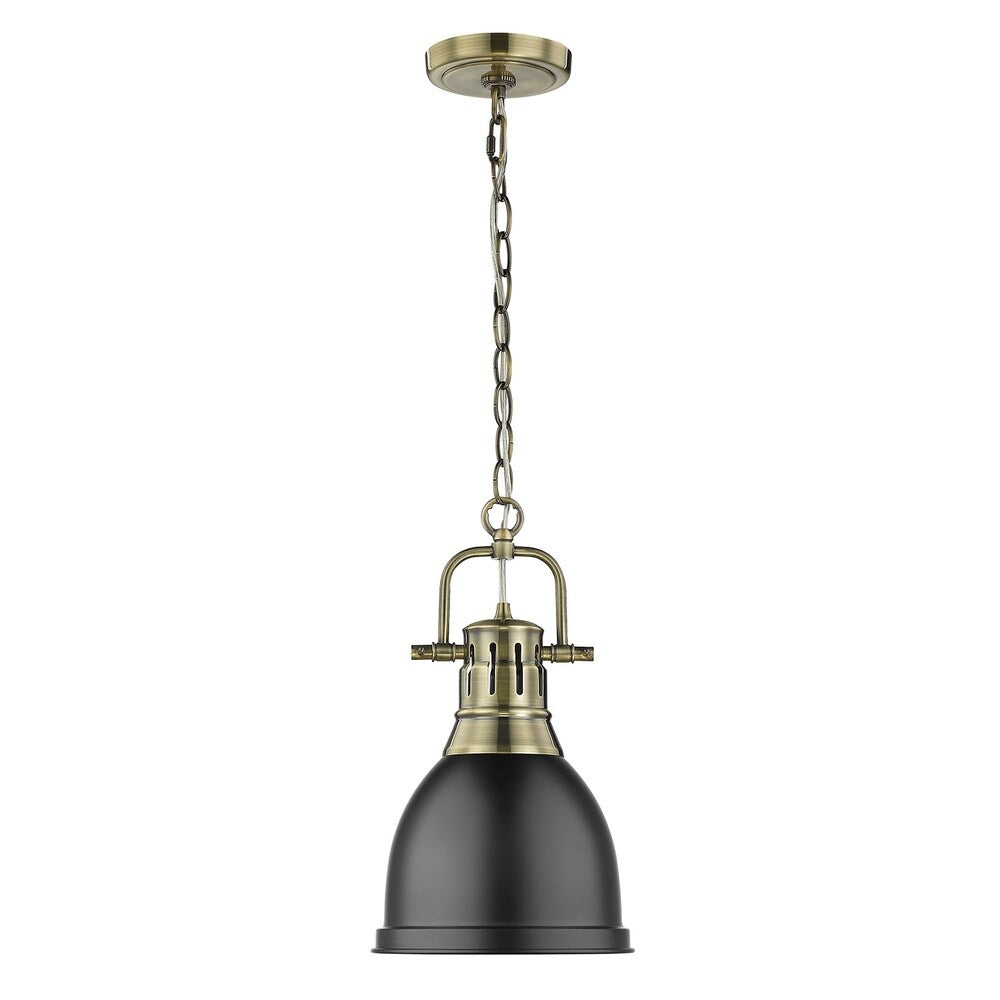 Duncan Mini Pendant with Chain in Aged Brass with an Aged Brass Shade