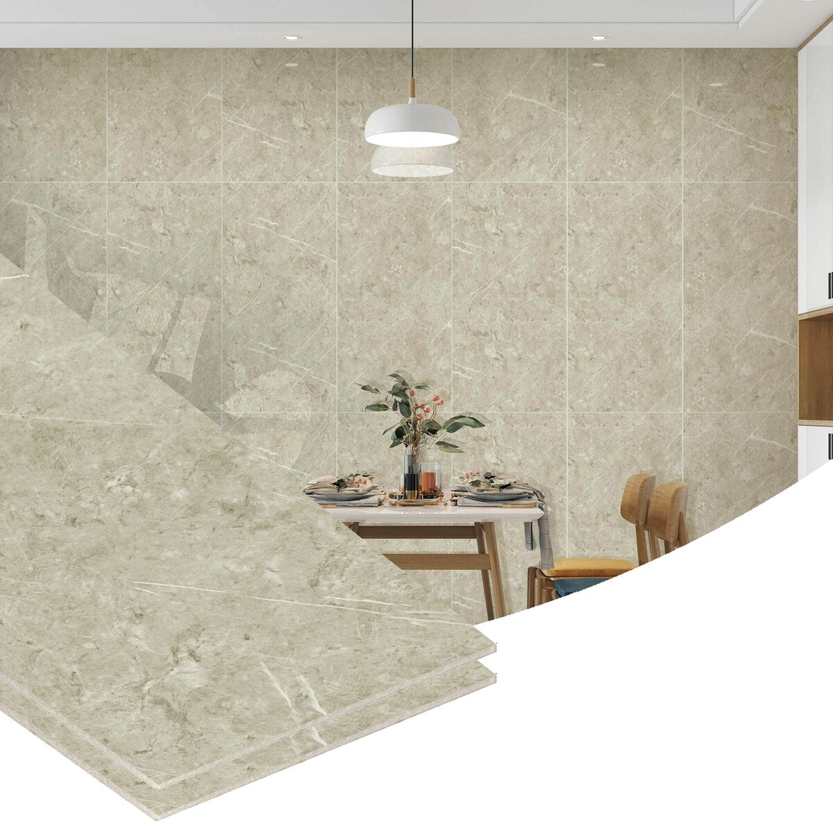 Dundee Deco 2 ft X 1 ft Peel and Stick Wall Panels in Dark Beige