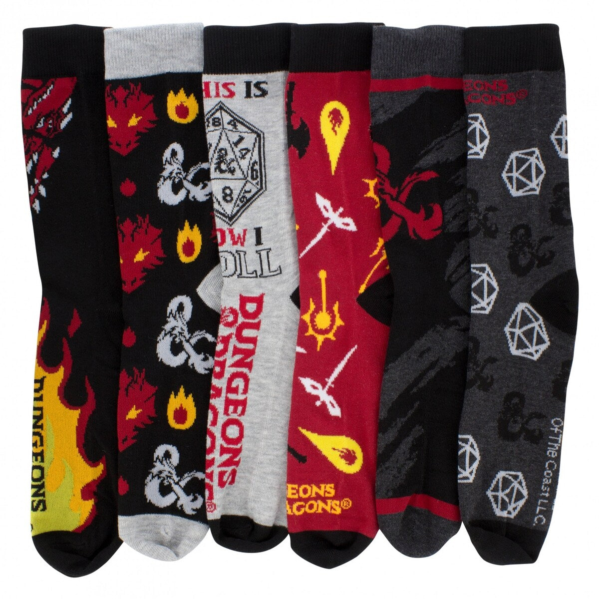 Dungeons And Dragons Assorted 6Pack Crew Socks