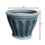 Lightweight Concrete Fluted Terrazzo Green Planter-SET of 2 - 19.69'x19.69'x15.35'