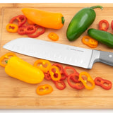 Dura Living Santoku Knife - 7 Inch Professional Kitchen Knife - Classic Forged - High Carbon Stainless Steel, Gray