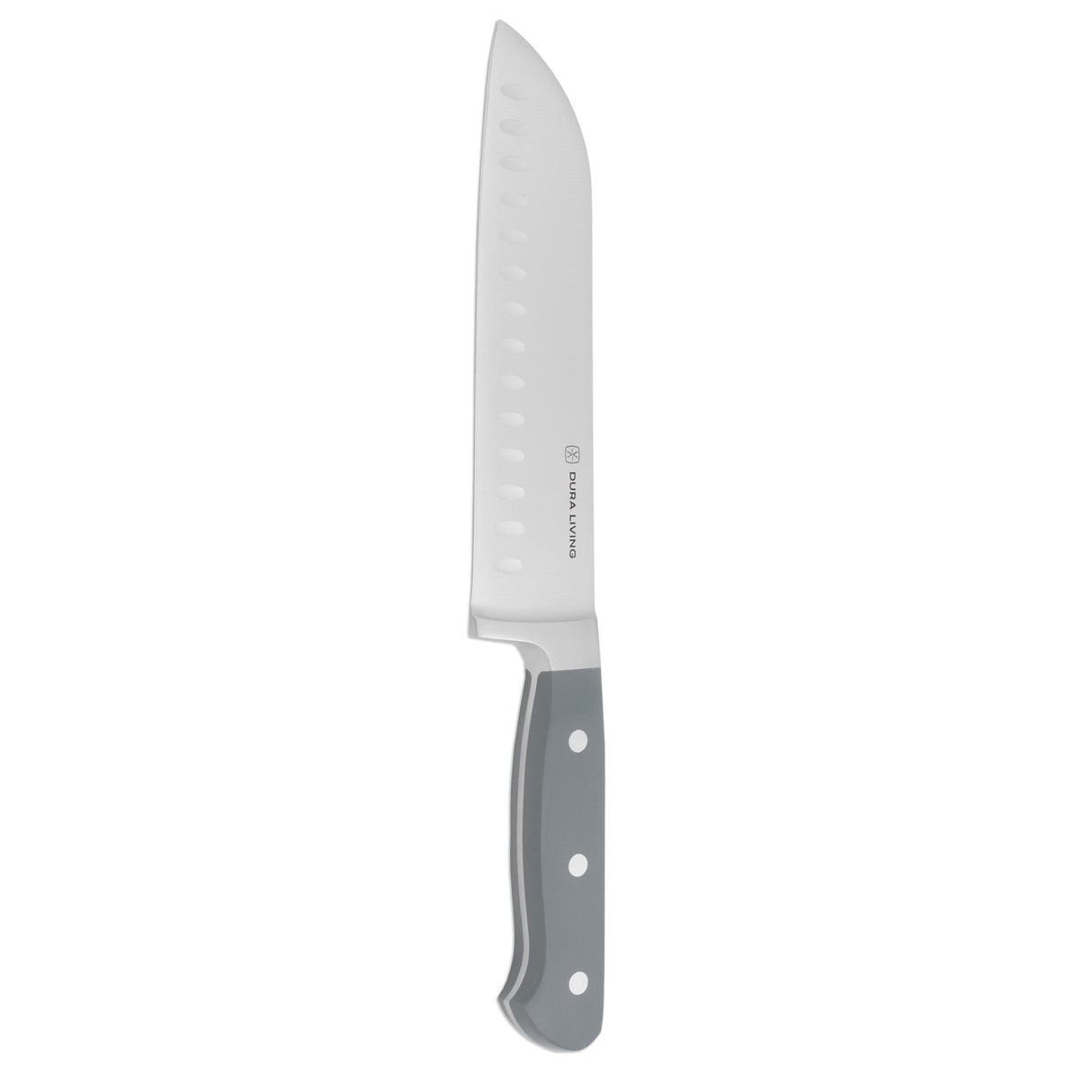 Dura Living Santoku Knife - 7 Inch Professional Kitchen Knife - Classic Forged - High Carbon Stainless Steel, Gray