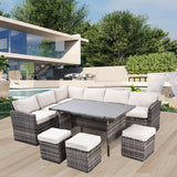 Durable & Sturdy Outdoor Patio Furniture Set,7 Pieces Outdoor Sectional Conversation Sofa,All Weather Rattan and Steel Frame