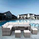 Durable & Sturdy Outdoor Patio Furniture Set,7 Pieces Outdoor Sectional Conversation Sofa,All Weather Rattan and Steel Frame