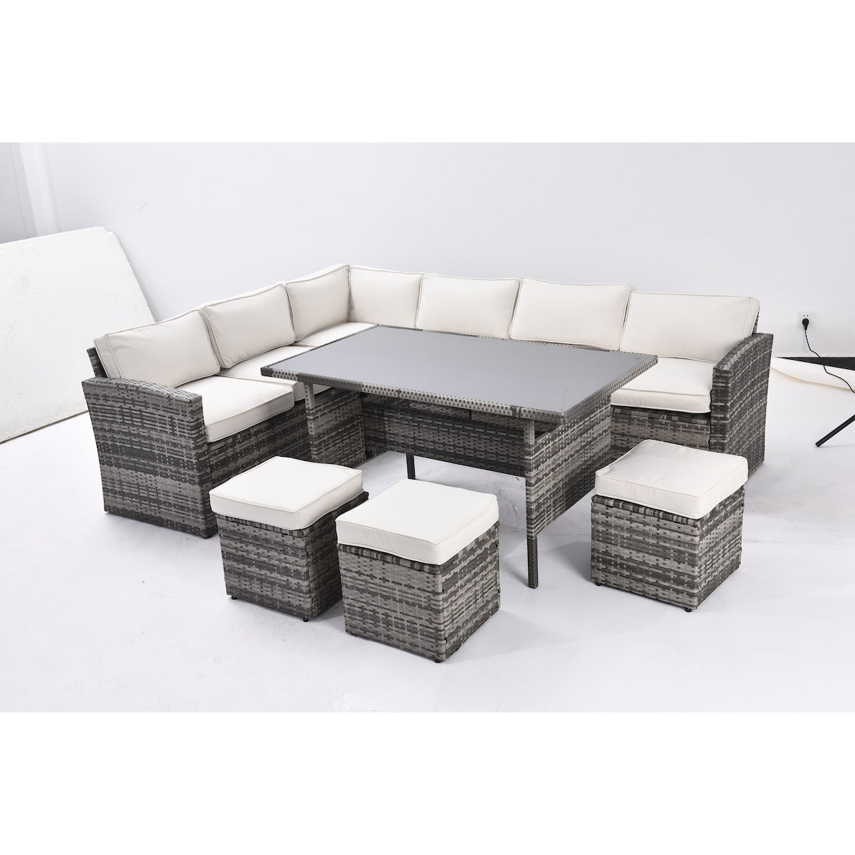 Durable & Sturdy Outdoor Patio Furniture Set,7 Pieces Outdoor Sectional Conversation Sofa,All Weather Rattan and Steel Frame