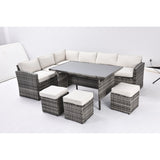 Durable & Sturdy Outdoor Patio Furniture Set,7 Pieces Outdoor Sectional Conversation Sofa,All Weather Rattan and Steel Frame