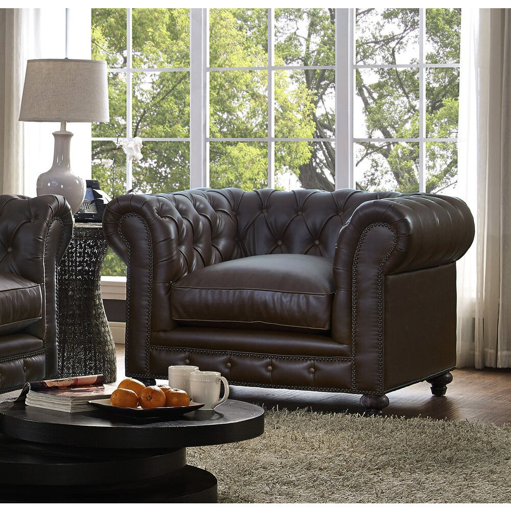 Durango Antique Brown Leather/Oak/Kiln Dried Wood Living Room Set