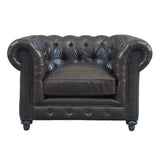 Durango Antique Brown Leather/Oak/Kiln Dried Wood Living Room Set