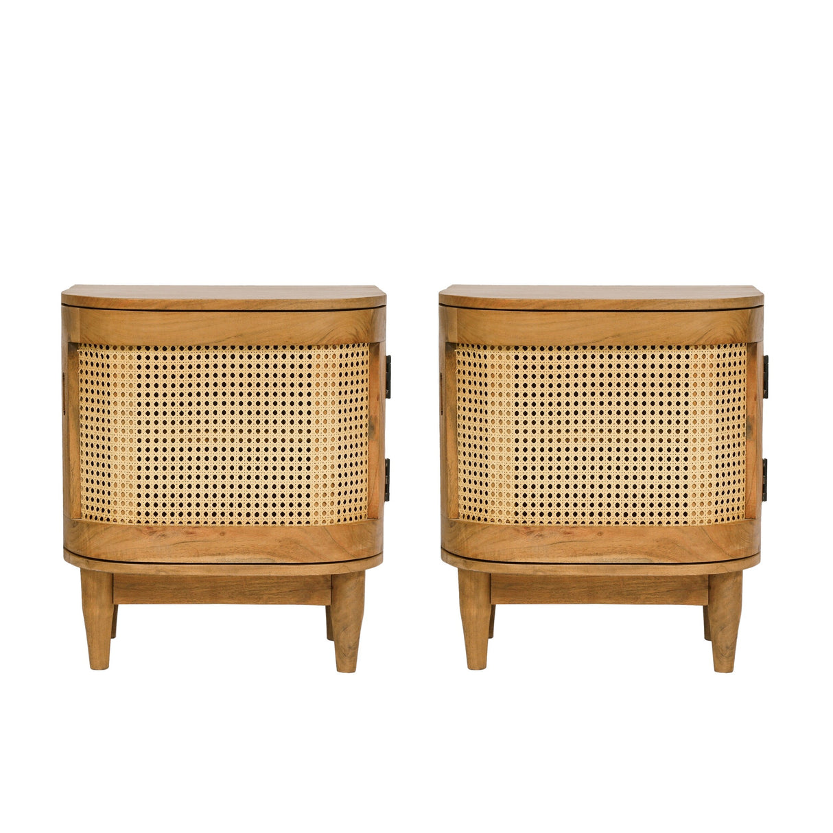Durette Wood and Cane Nightstand Cabinet (Set of 2) by Christopher Knight Home