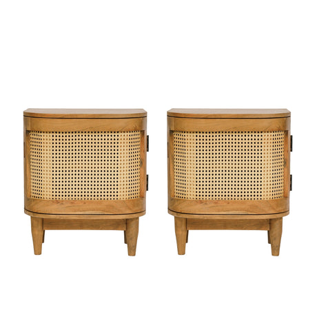 Durette Wood and Cane Nightstand Cabinet (Set of 2) by Christopher Knight Home