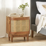 Durette Wood and Cane Nightstand Cabinet by Christopher Knight Home