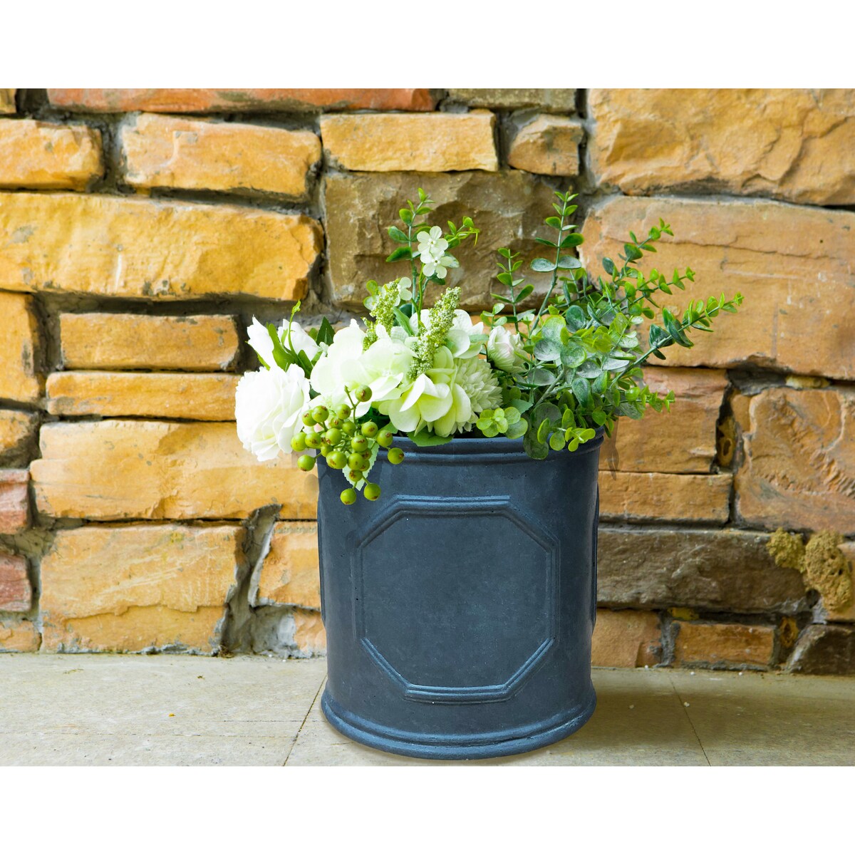 Durx-litecrete Lightweight Concrete British Frame Cylinder Granite Color Planter-Extra Large - 9.8'x9.8'x9.8'