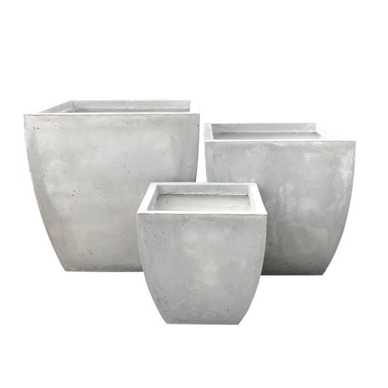 Durx-litecrete Lightweight Concrete Flared Square Light Grey Planter-Set of 3 - 17.7'x17.7'x17.7'