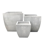 Durx-litecrete Lightweight Concrete Flared Square Light Grey Planter-Set of 3 - 17.7'x17.7'x17.7'