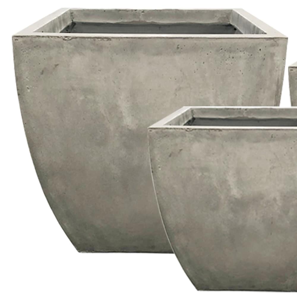 Durx-litecrete Lightweight Concrete Flared Square Light Grey Planter-Set of 3 - 17.7'x17.7'x17.7'