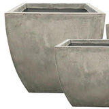 Durx-litecrete Lightweight Concrete Flared Square Light Grey Planter-Set of 3 - 17.7'x17.7'x17.7'