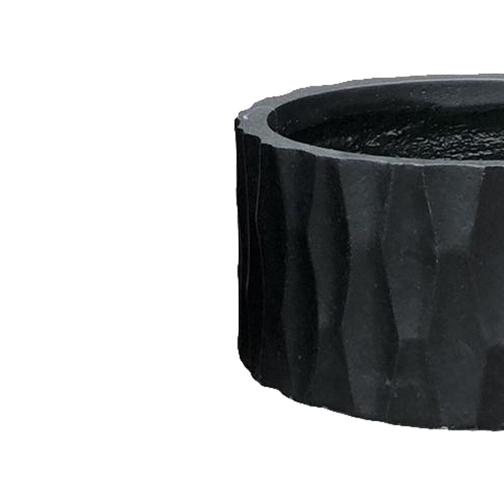 Durx-litecrete Lightweight Concrete Retro Low Round Black Planter-Small - 11.8'x11.8'x5.9'