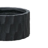 Durx-litecrete Lightweight Concrete Retro Low Round Black Planter-Small - 11.8'x11.8'x5.9'