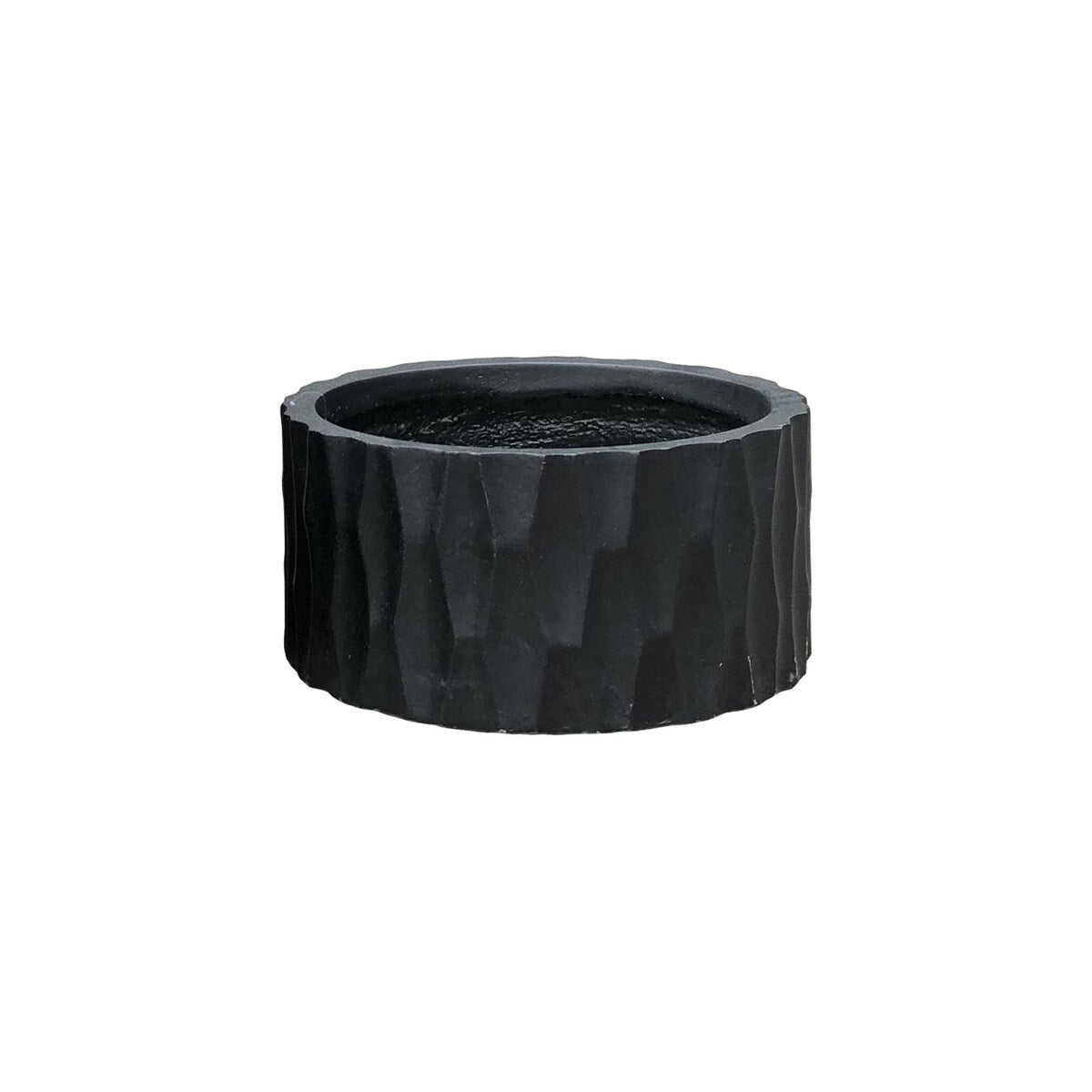 Durx-litecrete Lightweight Concrete Retro Low Round Black Planter-Small - 11.8'x11.8'x5.9'