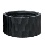 Durx-litecrete Lightweight Concrete Retro Low Round Black Planter-Small - 11.8'x11.8'x5.9'