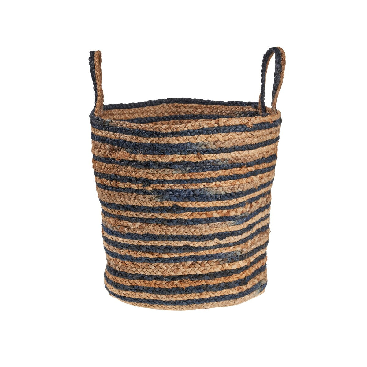 Sevita Dyed Navy and Natural Jute Basket - 17" x 17" x 15"