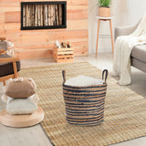 Sevita Dyed Navy and Natural Jute Basket - 17" x 17" x 15"