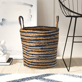 Sevita Dyed Navy and Natural Jute Basket - 17" x 17" x 15"
