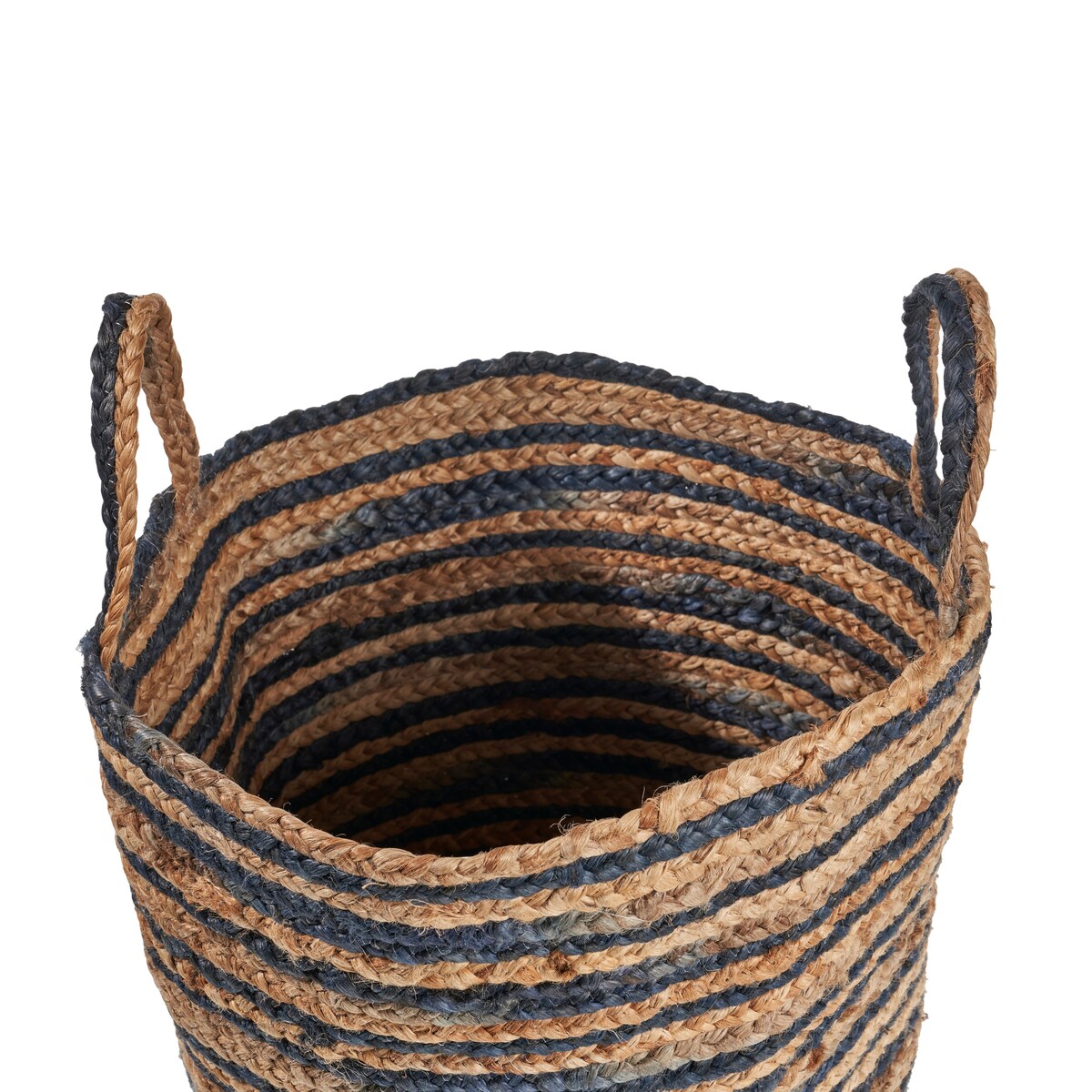 Sevita Dyed Navy and Natural Jute Basket - 17" x 17" x 15"