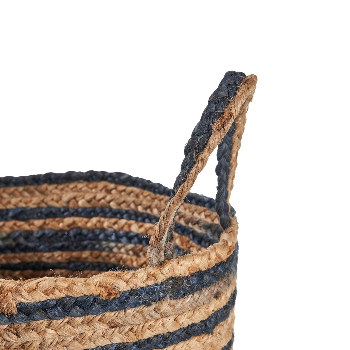 Sevita Dyed Navy and Natural Jute Basket - 17" x 17" x 15"
