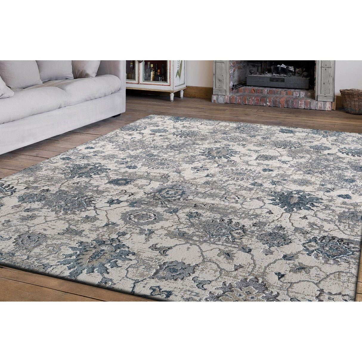 Dynamic Rugs Astoria Cream/Blue Polyester & Polypropylene Area Rug