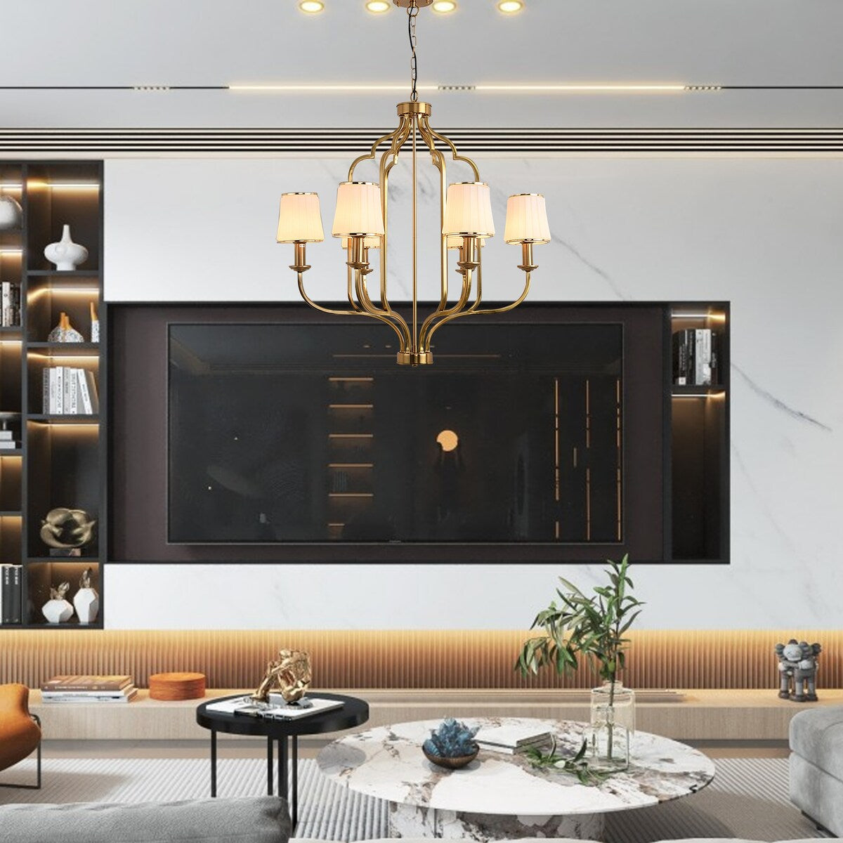 E12 glass chandelier iron 6 bulbs