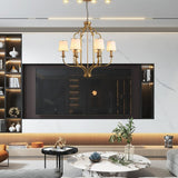 E12 glass chandelier iron 6 bulbs