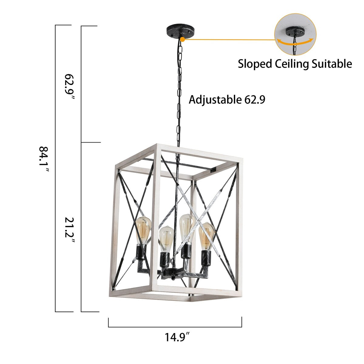 E12 retro chandelier iron 4 bulbs