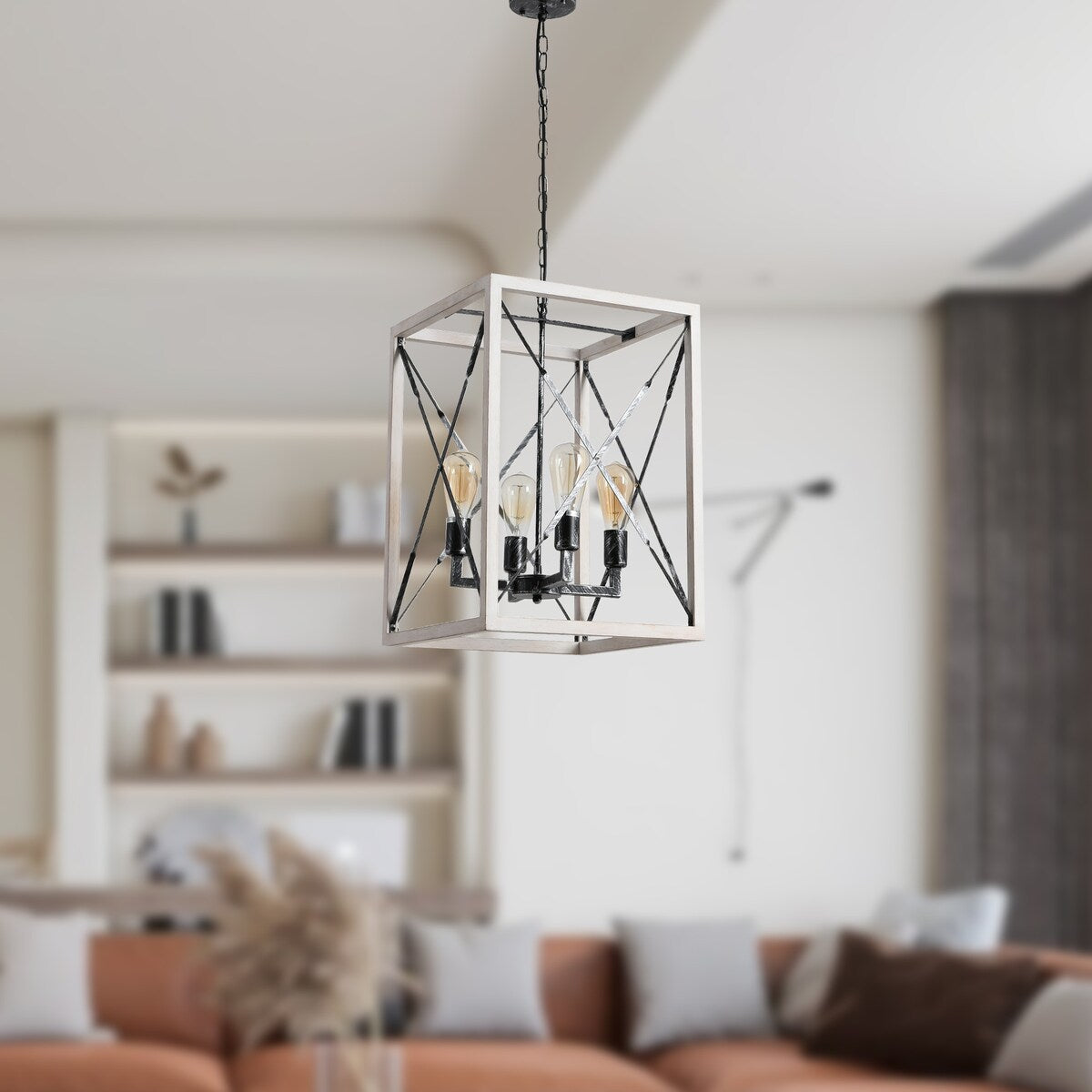 E12 retro chandelier iron 4 bulbs