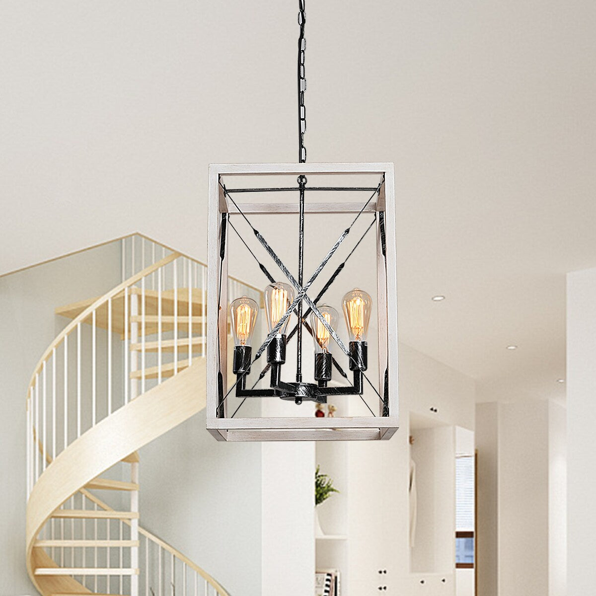 E12 retro chandelier iron 4 bulbs