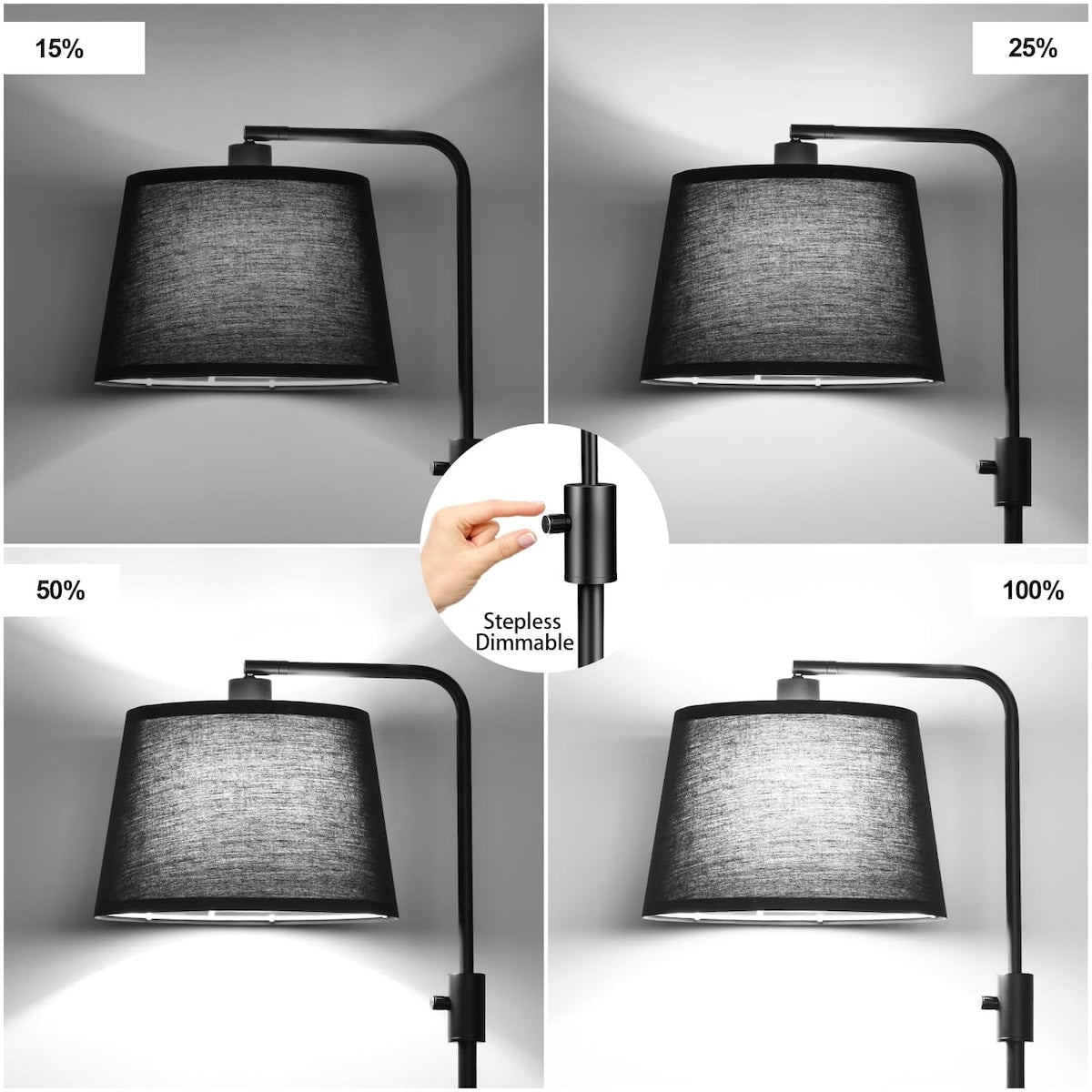 【Upgraded】 Dimmable Floor Lamp,1000 Lumens LED Edison Bulb Included,Arc Floor Lamps for Living Room Modern Standing Lamp