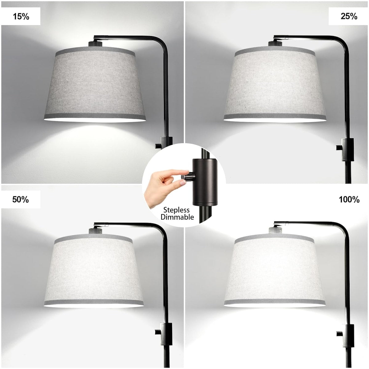 【Upgraded】 Dimmable Floor Lamp,1000 Lumens LED Edison Bulb Included,Arc Floor Lamps for Living Room Modern Standing Lamp