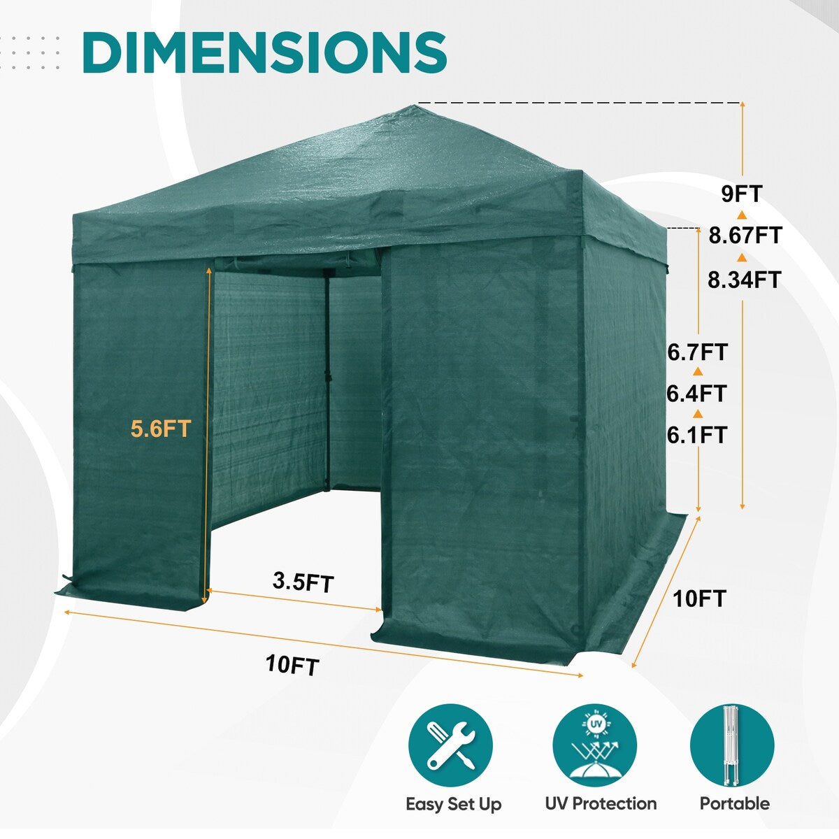 EAGLE PEAK 10x10 Walk-in Shade Cloth Cover Greenhouse Instant Pop-up Portable Gardening Green House, Green