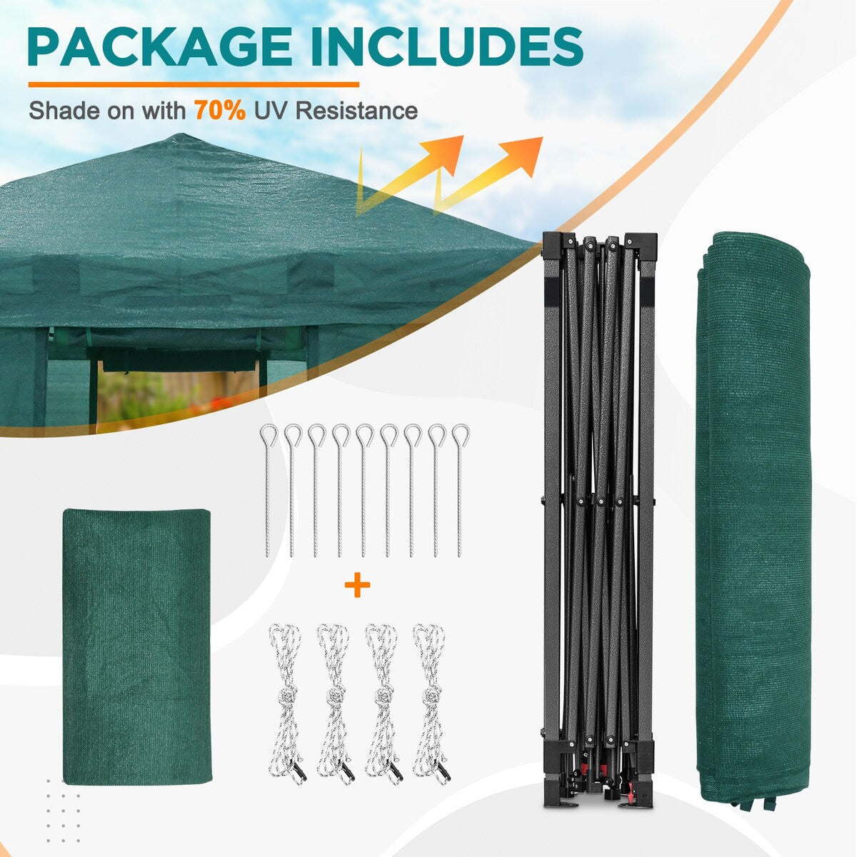 EAGLE PEAK 10x10 Walk-in Shade Cloth Cover Greenhouse Instant Pop-up Portable Gardening Green House, Green