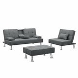 Fabric Folding Sofa Bed with 2 Cup Holders Sofa Bed with Ottoman